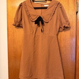 Blu Pepper polka dot brown bow dress